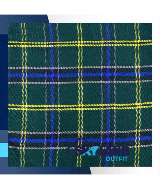 Scottish Kilt Fly Plaid with Purled Fringe in US Army Tartan