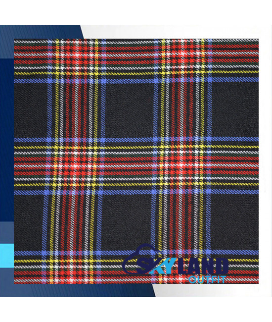 Black Stewart Tartan Medium Weight Acrylic Fabric