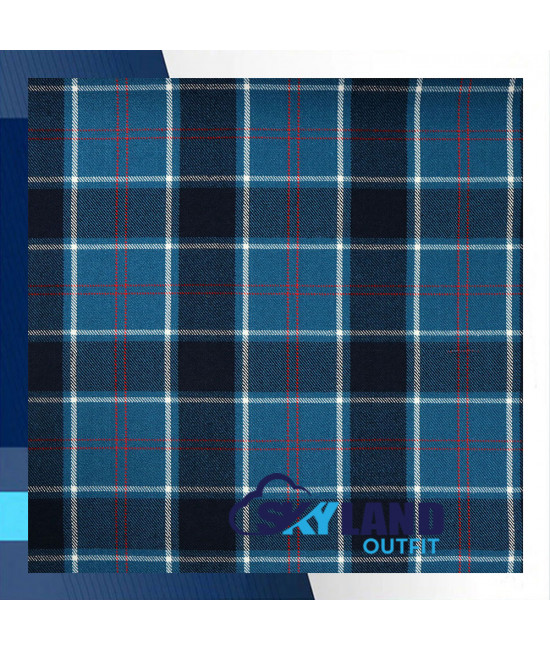 US Navy Tartan Scottish Kilt Fly Plaid with Hand Fringed