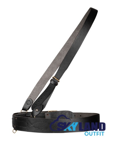 Sam Browne Black Leather Belt with Crossover Shoulder Strap - British Military Belts Sam Browne Black Leather Belt with Crossover Shoulder Strap - British Military Belts