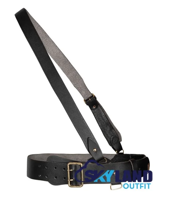 Sam Browne Black Leather Belt with Crossover Shoulder Strap - British Military Belts Sam Browne Black Leather Belt with Crossover Shoulder Strap - British Military Belts