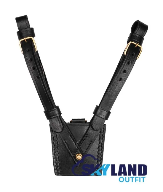 Sam Browne Black Leather Belt with Crossover Shoulder Strap - British Military Belts Sam Browne Black Leather Belt with Crossover Shoulder Strap - British Military Belts