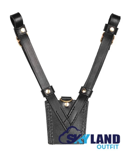 Sam Browne Black Leather Belt with Crossover Shoulder Strap - British Military Belts Sam Browne Black Leather Belt with Crossover Shoulder Strap - British Military Belts
