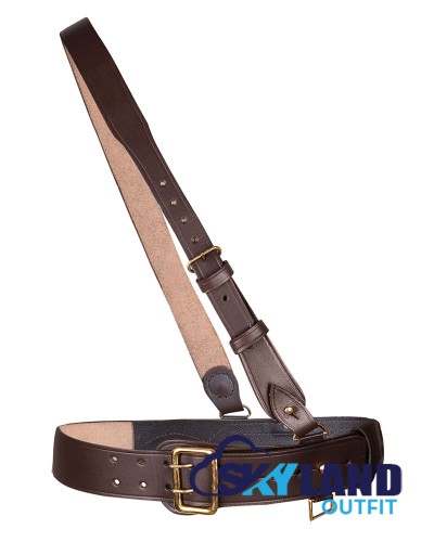 Sam Browne Brown Leather Belt with Crossover Shoulder Strap - British Military Belts Sam Browne Brown Leather Belt with Crossover Shoulder Strap - British Military Belts