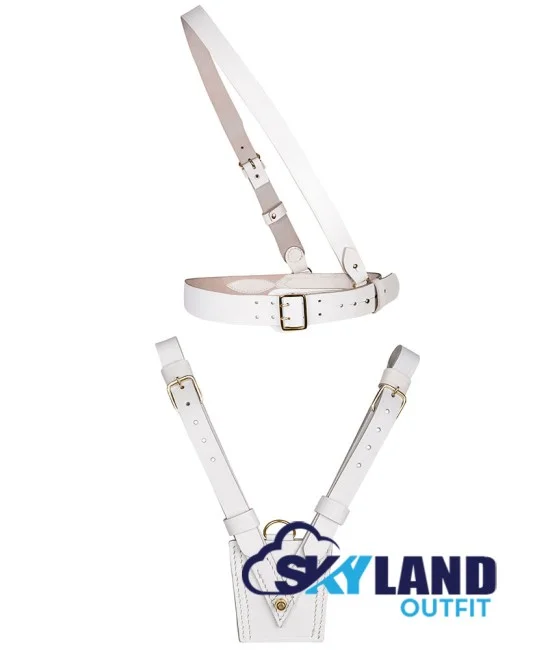 Sam Browne White Belt with Crossover Shoulder Strap - British Military Belts Sam Browne White Belt with Crossover Shoulder Strap - British Military Belts