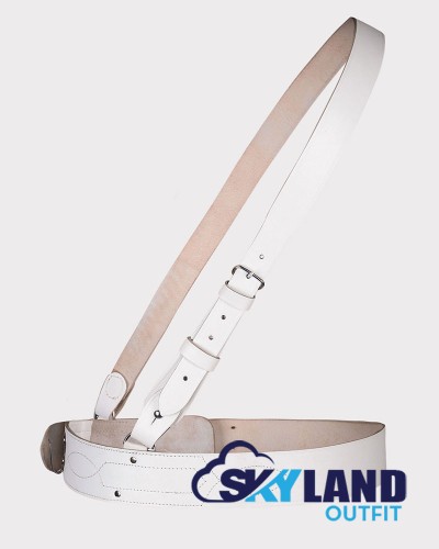 Sam Browne White Leather Belt with Crossover Shoulder Strap - British Military Belts Sam Browne White Leather Belt with Crossover Shoulder Strap - British Military Belts