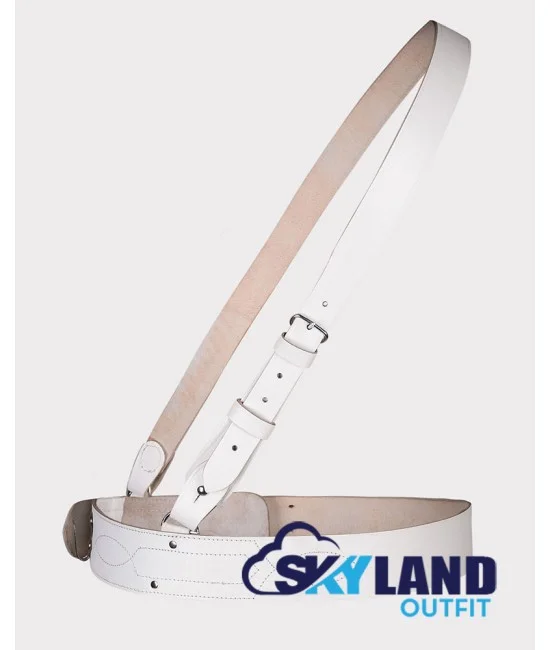 Sam Browne White Leather Belt with Crossover Shoulder Strap - British Military Belts Sam Browne White Leather Belt with Crossover Shoulder Strap - British Military Belts