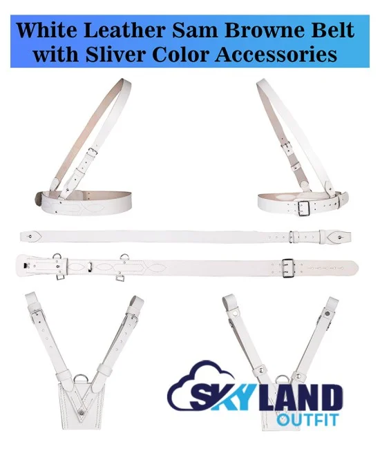 Sam Browne White Leather Belt with Crossover Shoulder Strap - British Military Belts Sam Browne White Leather Belt with Crossover Shoulder Strap - British Military Belts