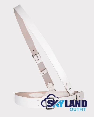 Sam Browne White Leather Belt with Crossover Shoulder Strap - British Military Belts