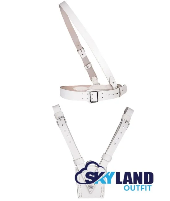 Sam Browne White Leather Belt with Crossover Shoulder Strap - British Military Belts Sam Browne White Leather Belt with Crossover Shoulder Strap - British Military Belts