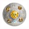 Scottish Fly Plaid Celtic Design Antique Brooch with 5 Yellow Stones