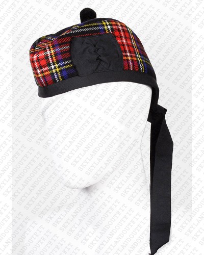Glengarry Hat Military Bonnet Bagpiper Black Stewart Tartan Cap Glengarry Hat Military Bonnet Bagpiper Black Stewart Tartan Cap