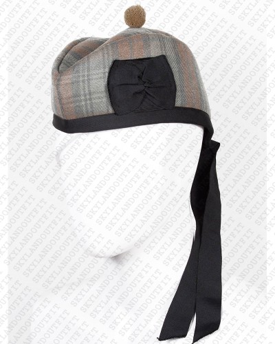 Glengarry Hat Military Bonnet Bagpiper Black Watch Weathered Tartan Cap Glengarry Hat Military Bonnet Bagpiper Black Watch Weathered Tartan Cap