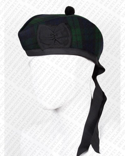 Glengarry Hat Military Bonnet Bagpiper Black Watch Tartan Cap Glengarry Hat Military Bonnet Bagpiper Black Watch Tartan Cap