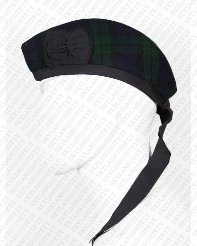 Glengarry Hat Military Bonnet Bagpiper Black Watch Tartan Cap Glengarry Hat Military Bonnet Bagpiper Black Watch Tartan Cap
