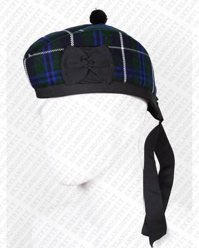 Glengarry Hat Military Bonnet Bagpiper Blue Douglas Tartan Cap Glengarry Hat Military Bonnet Bagpiper Blue Douglas Tartan Cap