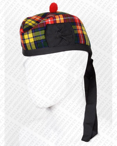 Glengarry Hat Military Bonnet Bagpiper Buchanan Tartan Cap Glengarry Hat Military Bonnet Bagpiper Buchanan Tartan Cap
