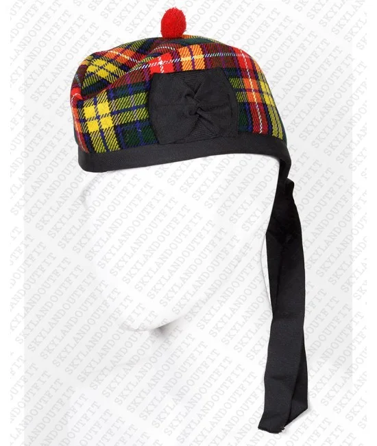 Glengarry Hat Military Bonnet Bagpiper Buchanan Tartan Cap Glengarry Hat Military Bonnet Bagpiper Buchanan Tartan Cap