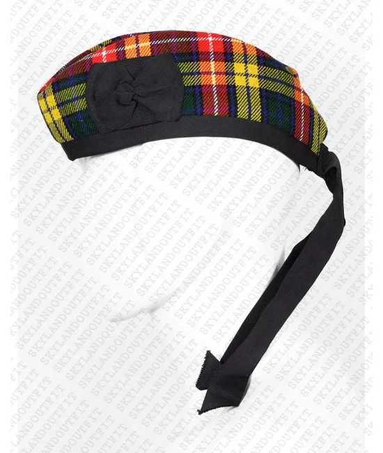 Glengarry Hat Military Bonnet Bagpiper Buchanan Tartan Cap Glengarry Hat Military Bonnet Bagpiper Buchanan Tartan Cap