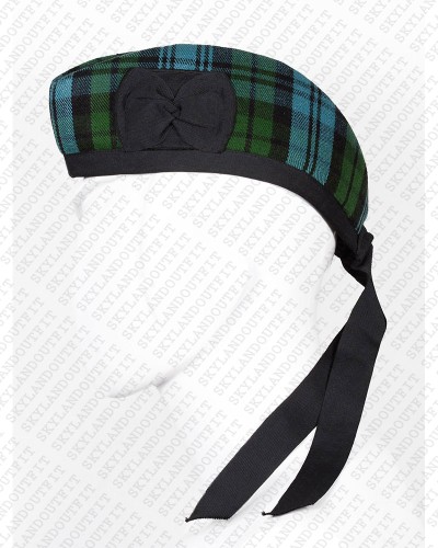 Glengarry Hat Military Bonnet Bagpiper Campbell Ancient Tartan Cap Glengarry Hat Military Bonnet Bagpiper Campbell Ancient Tartan Cap