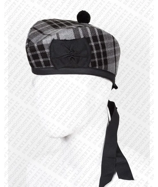 Glengarry Hat Military Bonnet Bagpiper Grey Watch Tartan Cap Glengarry Hat Military Bonnet Bagpiper Grey Watch Tartan Cap
