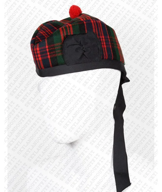 Glengarry Hat Military Bonnet Bagpiper MacDonald Tartan Cap Glengarry Hat Military Bonnet Bagpiper MacDonald Tartan Cap