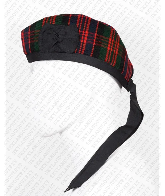 Glengarry Hat Military Bonnet Bagpiper MacDonald Tartan Cap Glengarry Hat Military Bonnet Bagpiper MacDonald Tartan Cap