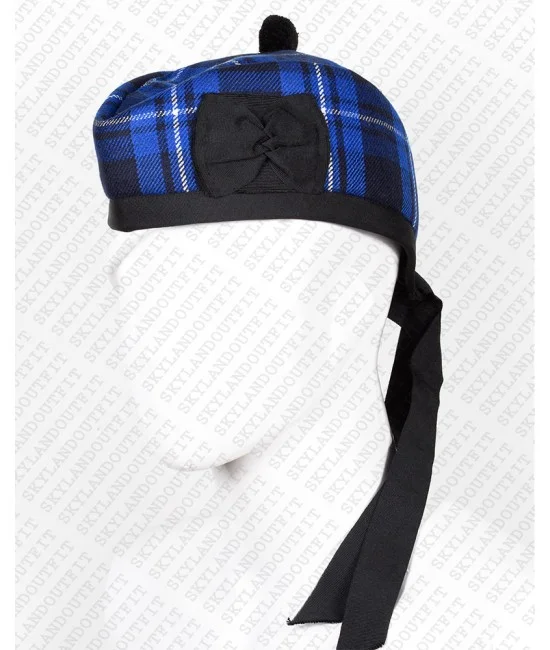 Glengarry Hat Military Bonnet Bagpiper Ramsey Blue Tartan Cap Glengarry Hat Military Bonnet Bagpiper Ramsey Blue Tartan Cap