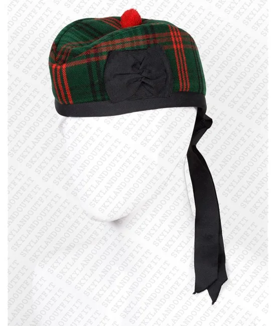 Glengarry Hat Military Bonnet Bagpiper Ross Hunting Tartan Cap Glengarry Hat Military Bonnet Bagpiper Ross Hunting Tartan Cap