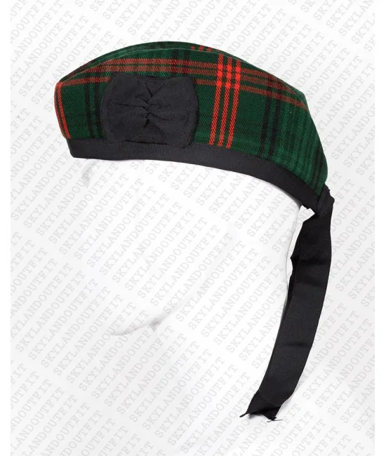 Glengarry Hat Military Bonnet Bagpiper Ross Hunting Tartan Cap Glengarry Hat Military Bonnet Bagpiper Ross Hunting Tartan Cap