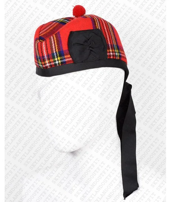 Glengarry Hat Military Bonnet Bagpiper Royal Stewart Tartan Cap Glengarry Hat Military Bonnet Bagpiper Royal Stewart Tartan Cap