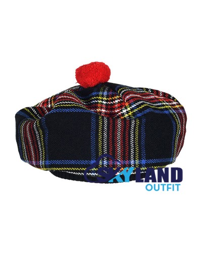 Tam o' Shanter Tammy Hat Flat Bonnet Black Stewart Tartan Tam o' Shanter Tammy Hat Flat Bonnet Black Stewart Tartan