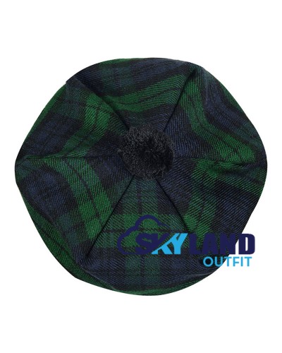Tam o' Shanter Tammy Hat Flat Bonnet Black Watch Tartan