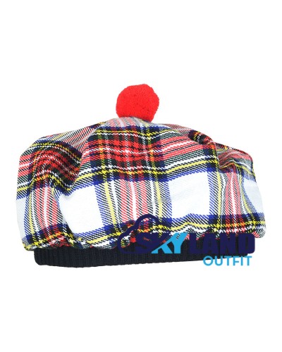 Tam o' Shanter Tammy Hat Flat Bonnet in Dress Stewart Tartan Tam o' Shanter Tammy Hat Flat Bonnet in Dress Stewart Tartan