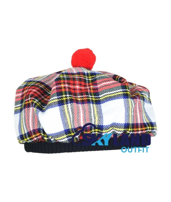 Tam o' Shanter Tammy Hat Flat Bonnet in Dress Stewart Tartan Tam o' Shanter Tammy Hat Flat Bonnet in Dress Stewart Tartan