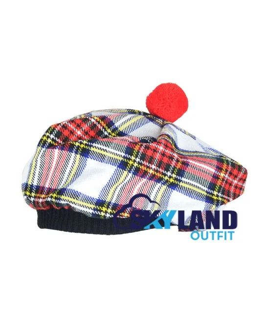 Tam o' Shanter Tammy Hat Flat Bonnet in Dress Stewart Tartan Tam o' Shanter Tammy Hat Flat Bonnet in Dress Stewart Tartan