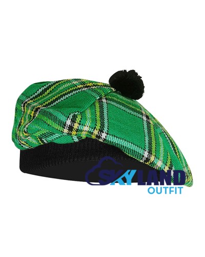 Tam o' Shanter Tammy Hat Flat Bonnet in Irish Tartan Tam o' Shanter Tammy Hat Flat Bonnet in Irish Tartan