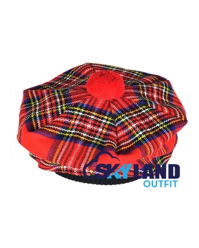 Tam o' Shanter Tammy Hat Flat Bonnet in Royal Stewart Tartan Tam o' Shanter Tammy Hat Flat Bonnet in Royal Stewart Tartan
