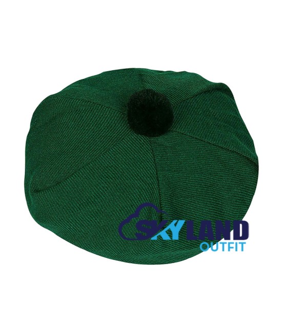 Tam o' Shatner Tammy Hat Flat Bonnet in Solid Green Tartan