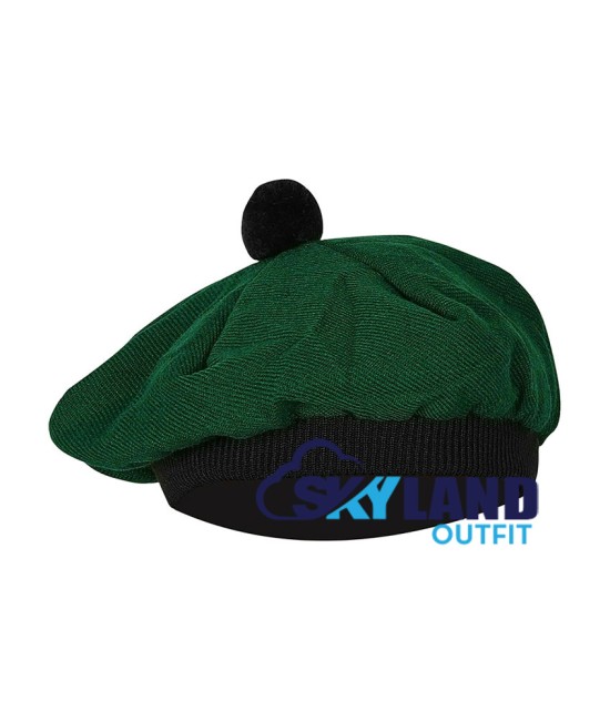 Tam o' Shatner Tammy Hat Flat Bonnet in Solid Green Tartan