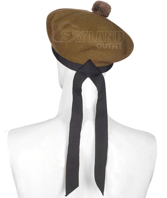 Khaki Wool Balmoral Bonnet | Scottish Military Kilt Hat