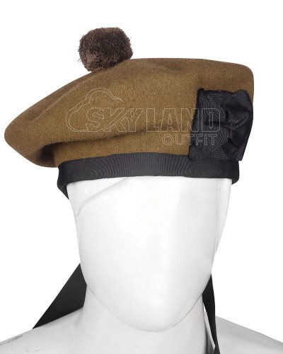 Khaki Wool Balmoral Bonnet | Scottish Military Kilt Hat