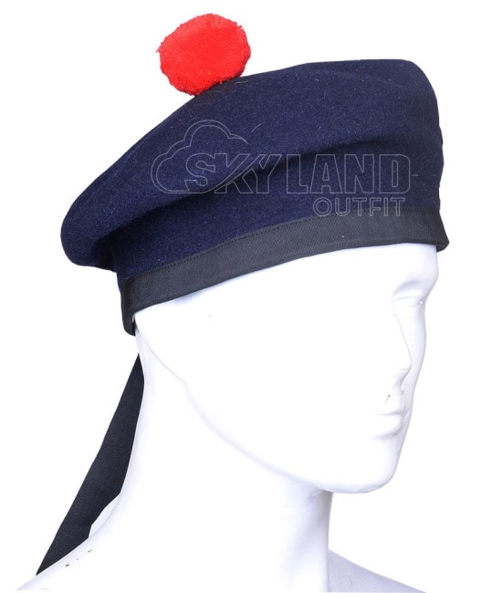 Navy Blue Wool Balmoral Bonnet | Scottish Military Hat Navy Blue Wool Balmoral Bonnet | Scottish Military Hat