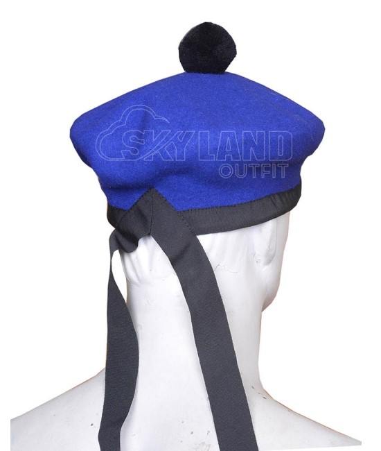 Royal Blue Wool Balmoral Bonnet | Scottish Military Hat Royal Blue Wool Balmoral Bonnet | Scottish Military Hat