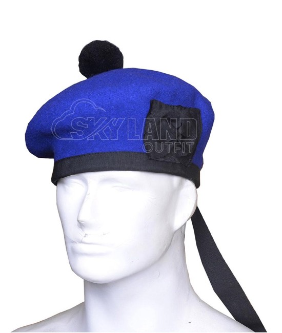 Royal Blue Wool Balmoral Bonnet | Scottish Military Hat Royal Blue Wool Balmoral Bonnet | Scottish Military Hat