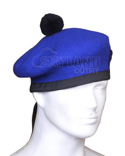 Royal Blue Wool Balmoral Bonnet | Scottish Military Hat