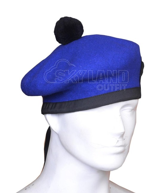 Royal Blue Wool Balmoral Bonnet | Scottish Military Hat Royal Blue Wool Balmoral Bonnet | Scottish Military Hat