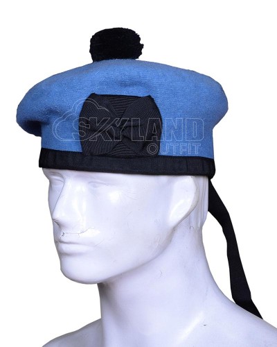Sky Blue Wool Balmoral Bonnet | Scottish Military Hat