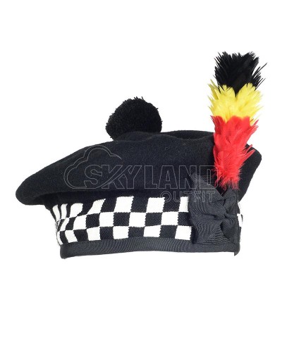 Balmoral Diced Bonnet Hat – Scottish Black & White Diced Cap