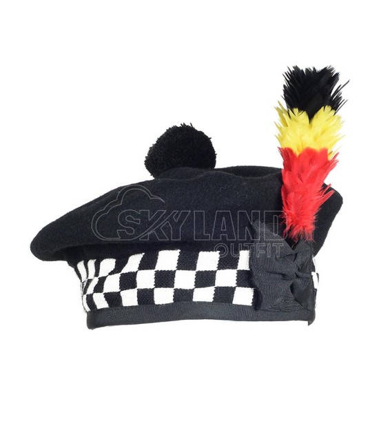 Balmoral Diced Bonnet Hat – Scottish Black & White Diced Cap